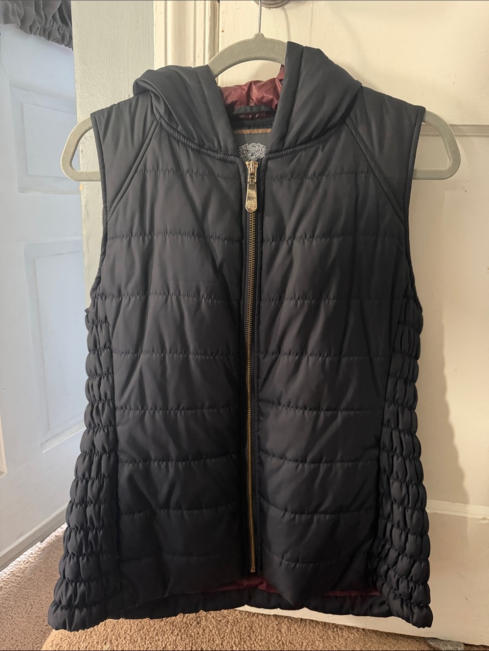 Sleeveless Hooded Puffer Vest - Navy Blue